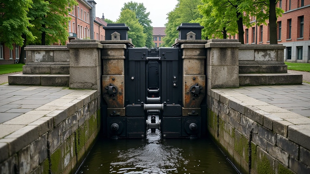 Historic lock gate detail showing the engineering and water management of the Augustów Canal